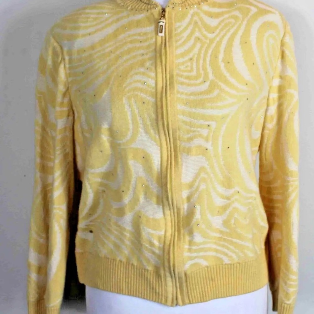 St. John Sport Knit zippered Rhine Stone Embellished Women’s Jacket XL